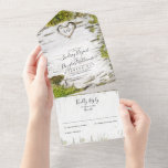 Carved Birch Tree Heart Rustic Country Wedding All In One Invitation<br><div class="desc">Birch tree texture and carved love heart initials all-in-one wedding invitations are very compact,  modern and cute. The unique design features a wedding invitation and a self-addressed RSVP card that guests can mail back to you.</div>