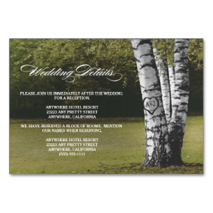 Carved Birch Tree Wedding Reception + Hotel Cards