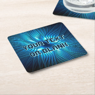 Carved Blue Star Square Paper Coaster