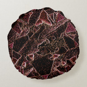 Carved brown rock style texture round cushion