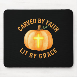Carved By Faith Lit By Grace Pumpkin Cross Christi Mouse Mat