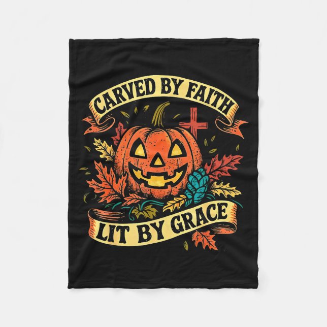 Carved By Faith Lit By Grace Religious Christian H Fleece Blanket (Front)