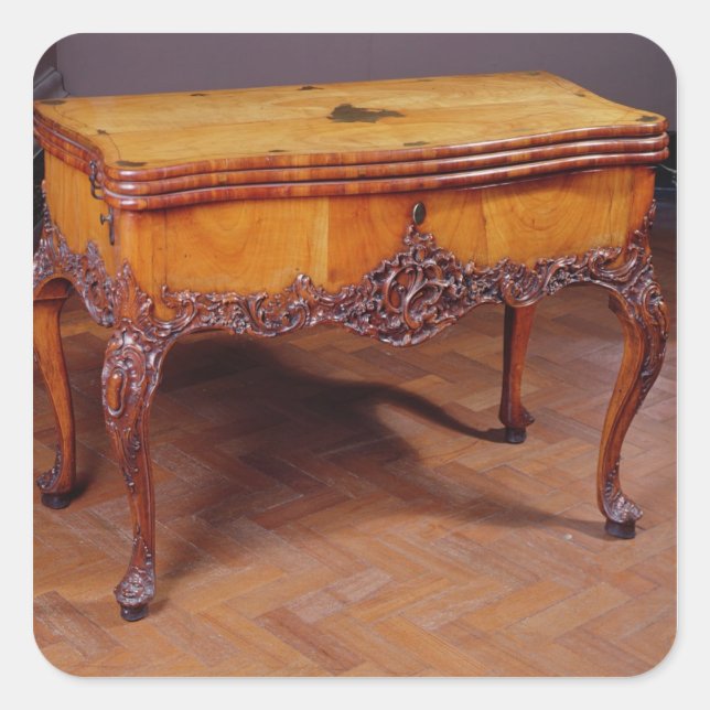 Carved card or games table square sticker (Front)