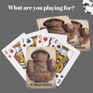 Carved Coconut Monkey Bank Fun Kitsch Photographic Playing Cards