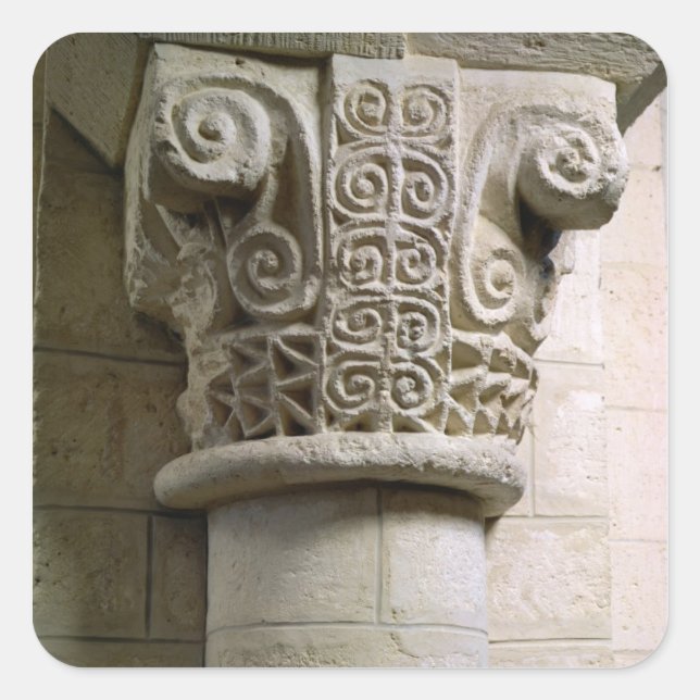 Carved column decorated with croziers and spirals square sticker (Front)