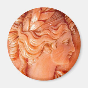 Carved Coral Cameo Portrait Vintage Jewellery Magnet