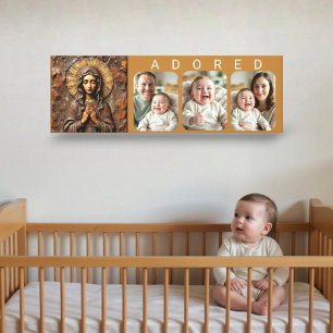 Carved Devotion Wooden Mary - ADORED Baby Photo Canvas Print