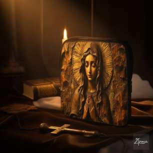 Carved Devotion Wooden Mary Laptop Sleeve