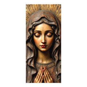 Carved Devotion  Wooden Mary Rack Card