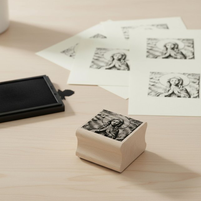 Carved Devotion  Wooden Mary Rubber Stamp (Creator Uploaded)