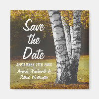 Carved Fall Birch Tree Wedding Save the Date