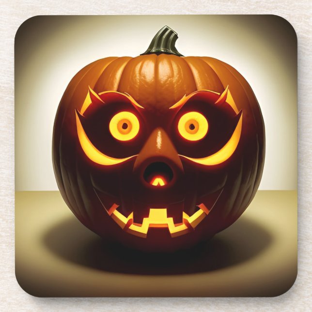 Carved Halloween Pumpkin Coaster (Front)