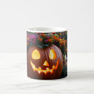Carved Halloween pumpkins decorated with flowers Coffee Mug