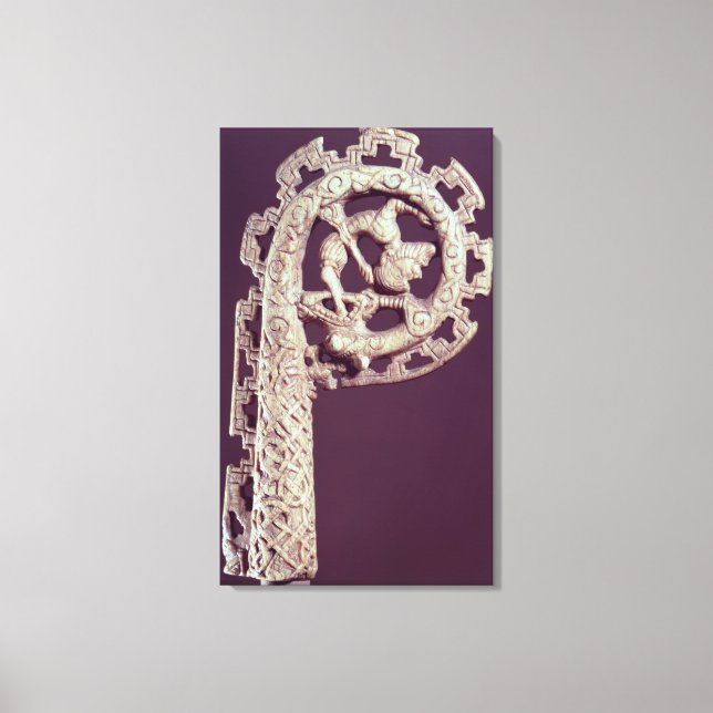 Carved handle of a bishop's crook, bone canvas print (Front)