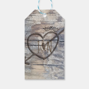 Carved Heart & Mason Jars Love Birds Wedding Favou Gift Tags