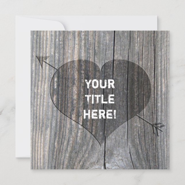 Carved Heart On Wood - Square greeting Cards (Front)