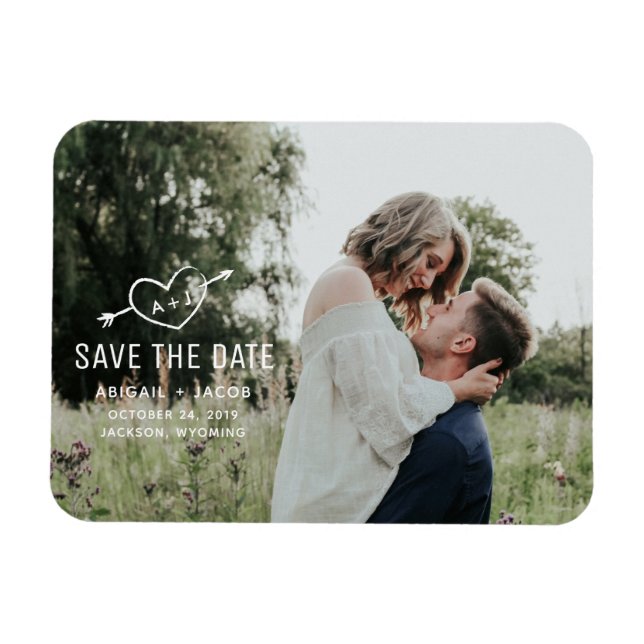 Carved Heart Save the Date Photo Magnet (Horizontal)