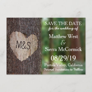Carved Heart Tree Wedding Save The Date