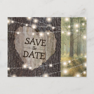 Carved Heart Tree Wedding   Save the Date Announcement Postcard