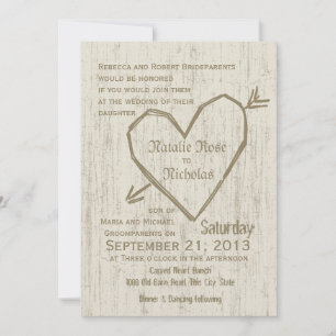 Carved Heart Wedding Invitation