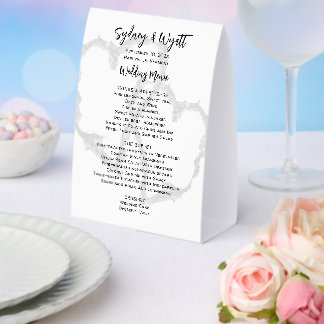 Carved Hearts Standing Wedding Menu
