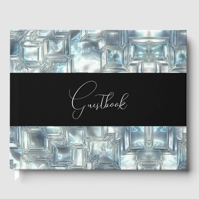 Carved Ice Texture Wedding Guest Book (Front)