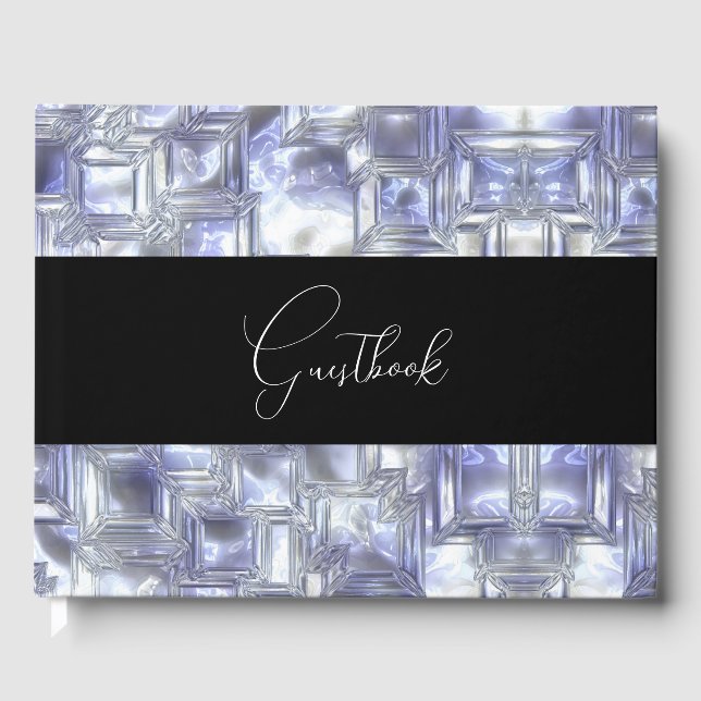 Carved Ice Texture Wedding Guest Book (Front)