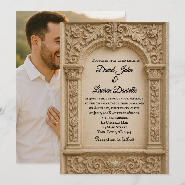 Carved in Grace Photo Wedding Invitation (Front/Back)
