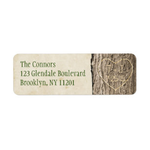 Carved Initials & Date Address Label