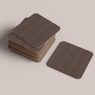 Carved Leather Look Brown Seamless Pattern Square Paper Coaster