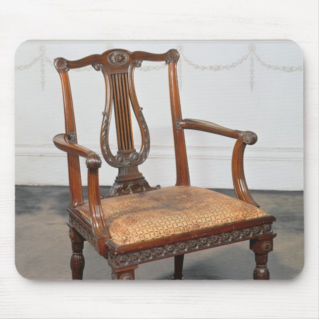 Carved lyre-back chair, supplied by mouse mat (Front)