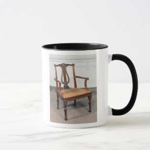 Carved lyre-back chair, supplied by mug
