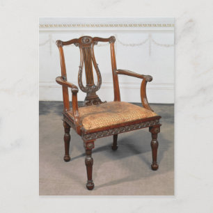 Carved lyre-back chair, supplied by postcard