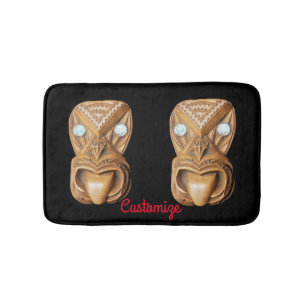 Carved Maori Tiki Face Thunder_Cove  Bath Mat