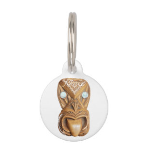 Carved Maori Tiki Face Thunder_Cove Pet Tag