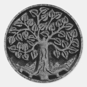 Carved Marble Stone Tree of Life Circle Stickers