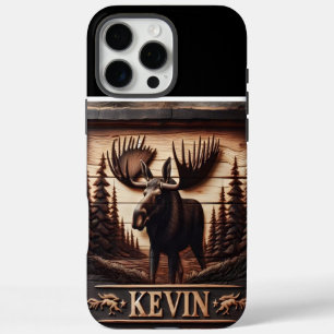 Carved Moose Wood Sign iPhone 16 Pro Max Case