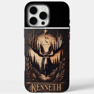 Carved Moose Wood Sign iPhone 16 Pro Max Case