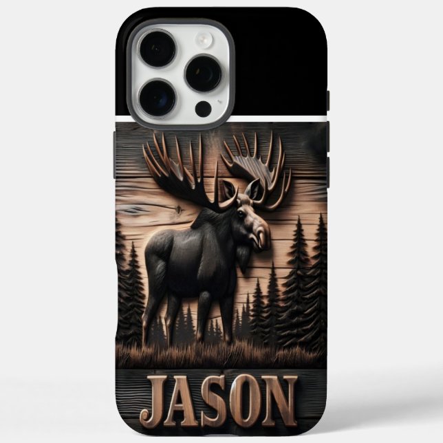Carved Moose Wood Sign Case-Mate iPhone Case (Back)