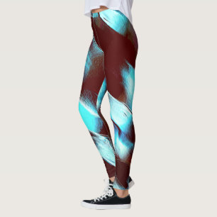 Carved of matte metal, in brown to cyan gradient leggings