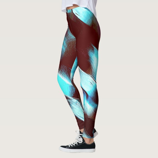 Carved of matte metal, in brown to cyan gradient leggings (Left)