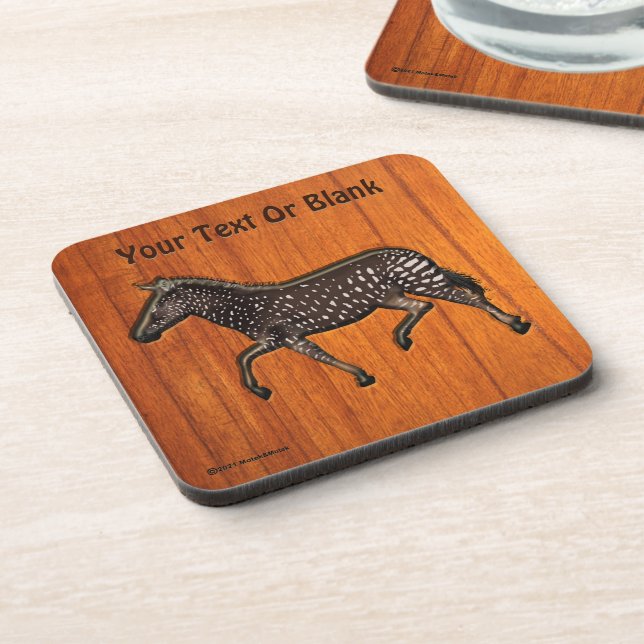 Carved Polka Dot Zebra Square Coaster (Left Side)