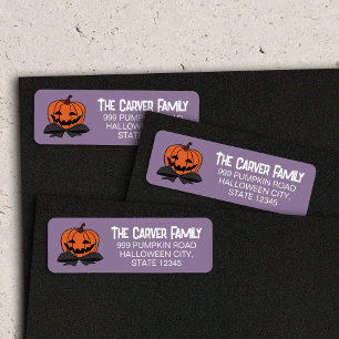 Carved Pumpkin Black Bow-Tie Purple Halloween 
