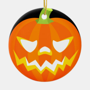 Carved Pumpkin - Halloween Ceramic Tree Decoration