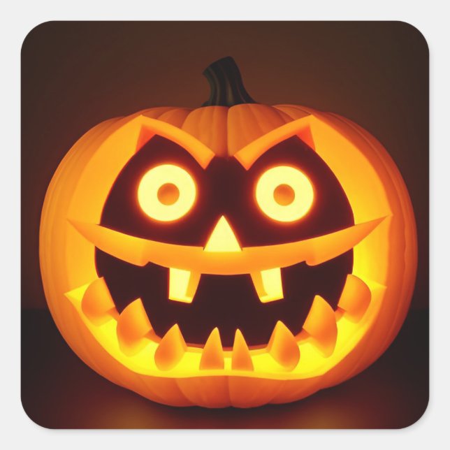 Carved Pumpkin Jack O Lantern Halloween Square Sticker (Front)