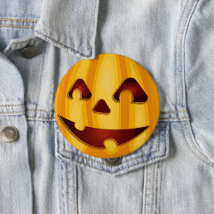 Carved pumpkin smiling Halloween design 10 Cm Round Badge