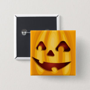 Carved pumpkin smiling Halloween design 15 Cm Square Badge