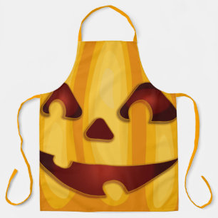Carved pumpkin smiling Halloween design Apron