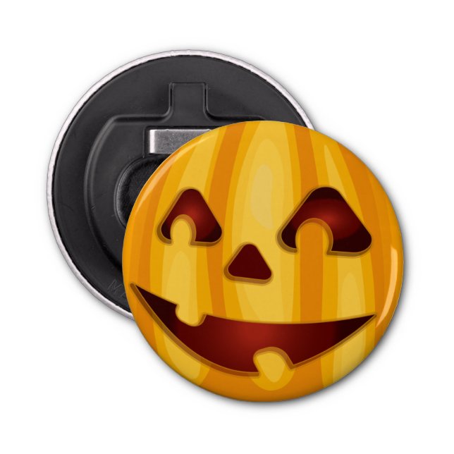 Carved pumpkin smiling Halloween design Bottle Opener (Front)