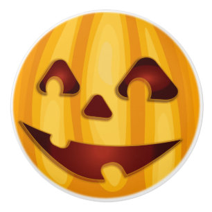 Carved pumpkin smiling Halloween design Ceramic Knob